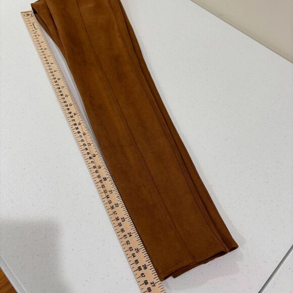 SPANX Faux Suede Leggings S Rich Caramel Brown Tummy Control High Waist Stretchy - Picture 9 of 9
